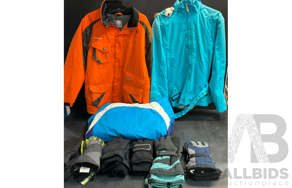 SUNICE(16) Outdoor Expedition(18), Mambo Snow Jacket(10) & Assorted Gloves