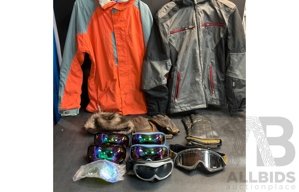 SESSIONS Men's Ridge Size M Jacket  & Crane Men's Jacket & Assorted Ski Goggles, Gloves and Hat