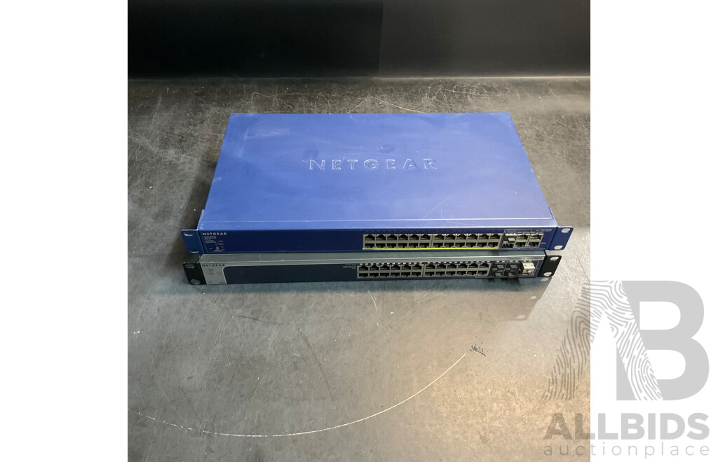 NETGEAR ProSAFE 28-Port Gigabit Smart Switch with PoE & Prosafe GS728TS 24-Port Gigabit Ethernet 6 Port SFP Smart Switch - Lot O2