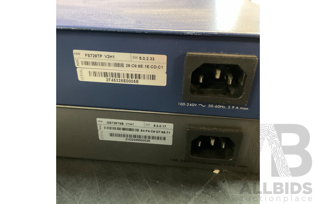 NETGEAR ProSAFE 28-Port Gigabit Smart Switch with PoE & Prosafe GS728TS 24-Port Gigabit Ethernet 6 Port SFP Smart Switch - Lot O2