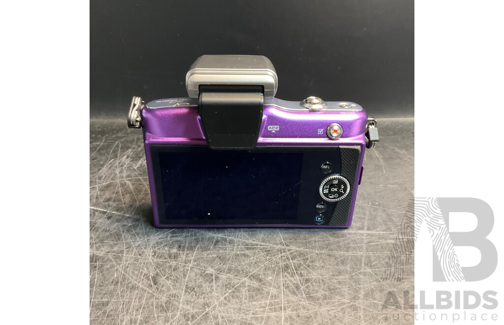 OLYMPUS Pen Mini E-PM1 Digital Camera - Purple (Body Only) with Thinktank Camera Bag