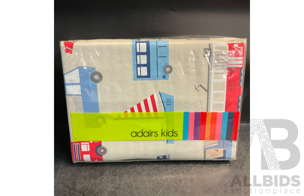 ADAIRS Kids Double Quilt Cover Set - Beep Beep Blue