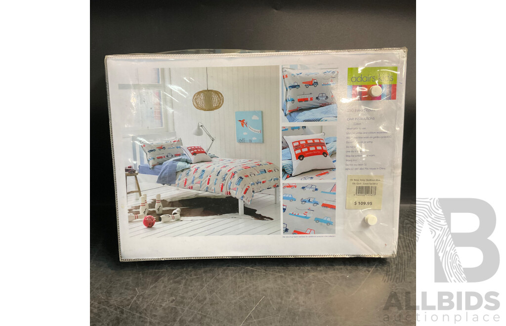 ADAIRS Kids Double Quilt Cover Set - Beep Beep Blue