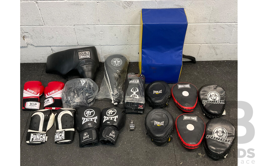 Assorted Boxing Pad, Gloves and More
