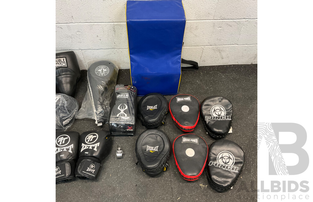 Assorted Boxing Pad, Gloves and More