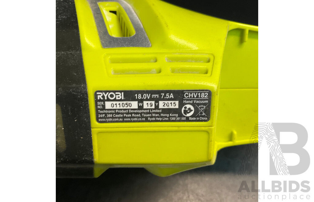 RYOBI CHV182 Hand Vacuum & RCD1802 Compact Drill Driver & 2 X Batteries & 2 X Chargers
