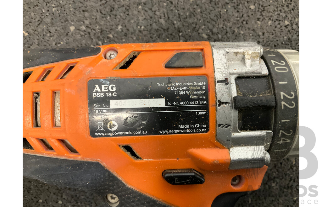 AEG 18V Bundle, Including Orbital Sander, Hammer Driver and Battery - Lot of 3
