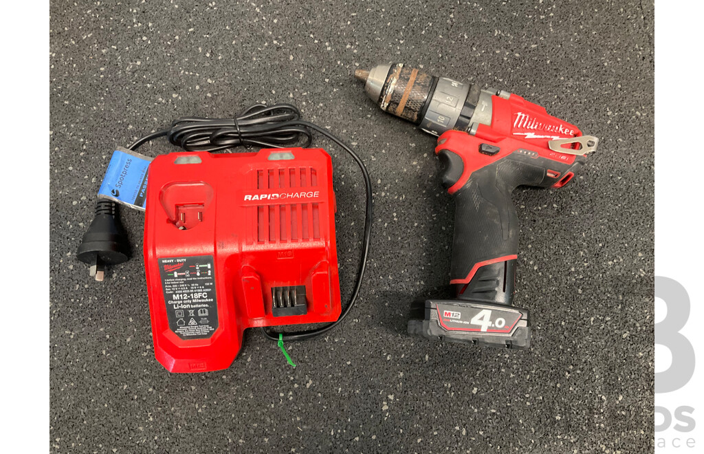 MILWAUKEE 12V Bundle, Including Hammer Drill, Charger and Battery - Lot of 3
