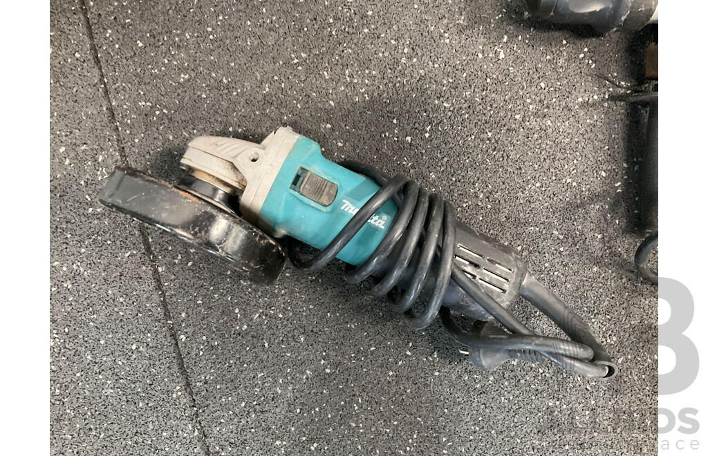 MAKITA Angle Grinder and OZITO Bundle, Including Inflator, Mitre Saw and Hammer Drill - Lot of 4