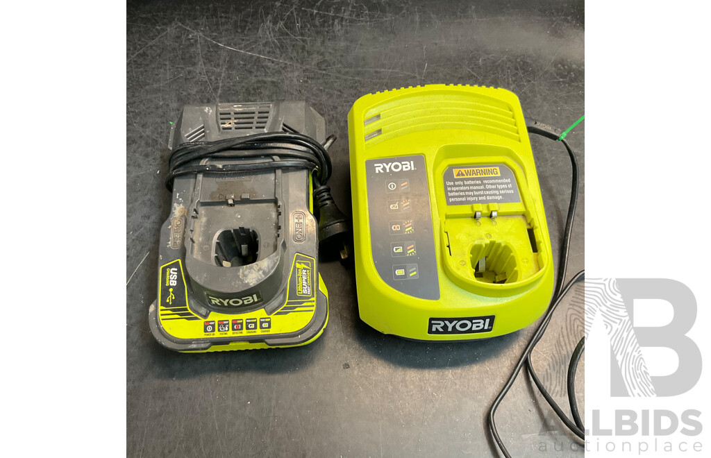 RYOBI RRS1801 Compact Reciprocating Saw & CIDD18V2 Cordless Hammer Drill & 2 X Batteries & 2 X Chargers