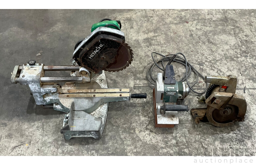 HITACHI C8FB2 Sliding Side Compound Mitre Saw & Assorted Tools