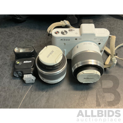 NIKON V1 Digital Camera with 10-30mm & 30-110 Mm Lens & SB-N5 Flash with Lowepro Camera Bag