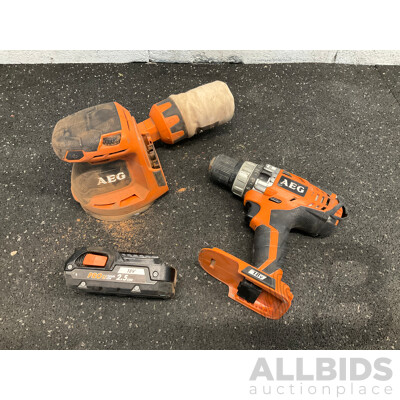 AEG 18V Bundle, Including Orbital Sander, Hammer Driver and Battery - Lot of 3