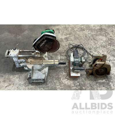 HITACHI C8FB2 Sliding Side Compound Mitre Saw & Assorted Tools