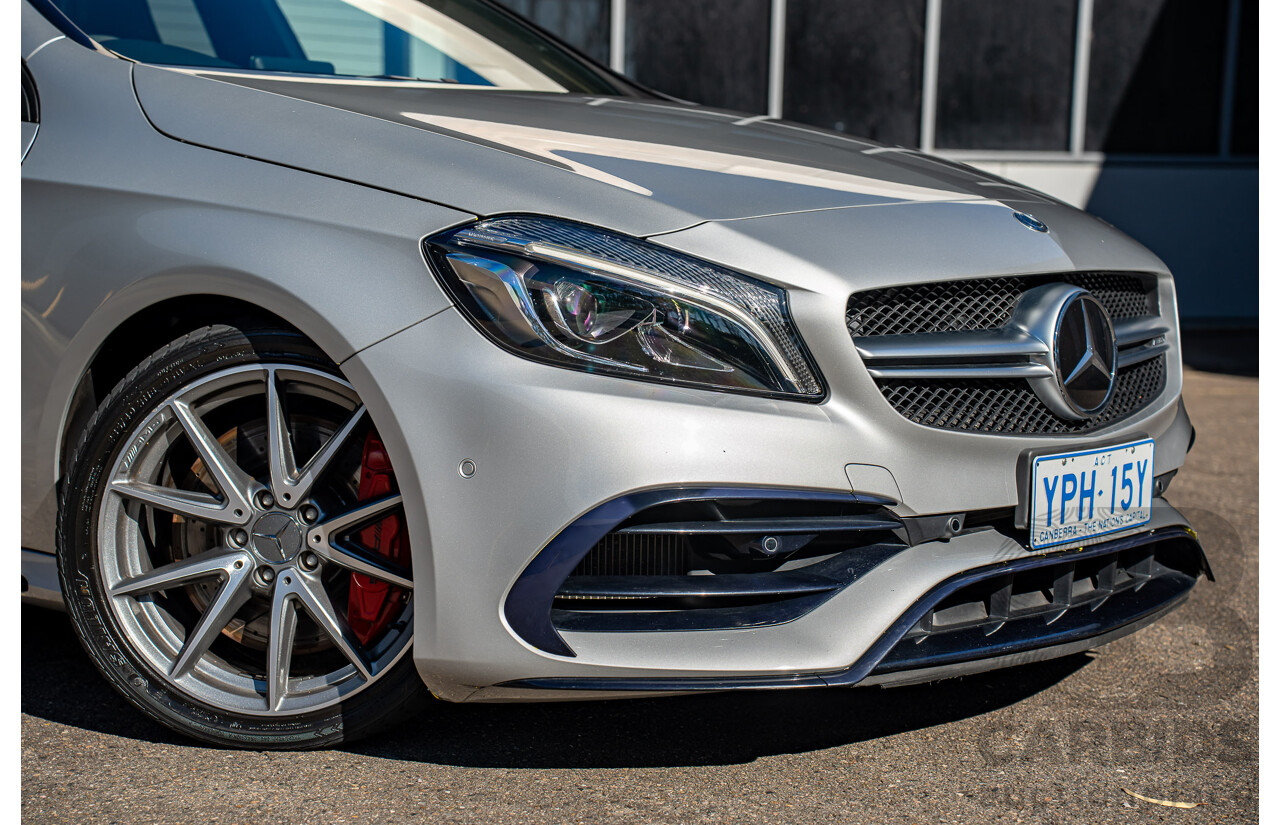 9/2017 Mercedes Benz A45 AMG 4Matic (AWD) 176 MY17 5d Hatchback Polar Silver Turbo 2.0L