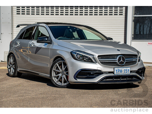 9/2017 Mercedes Benz A45 AMG 4Matic (AWD) 176 MY17 5d Hatchback Polar Silver Turbo 2.0L