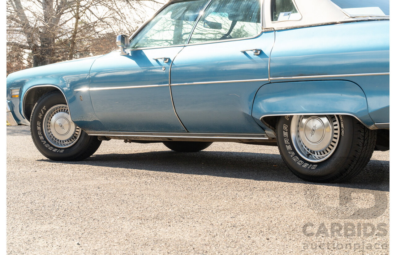 01/1975 Oldsmobile Ninety-Eight 98 Luxury 4d Sedan Specter Blue / White Vinyl V8 455ci V8 7.5L