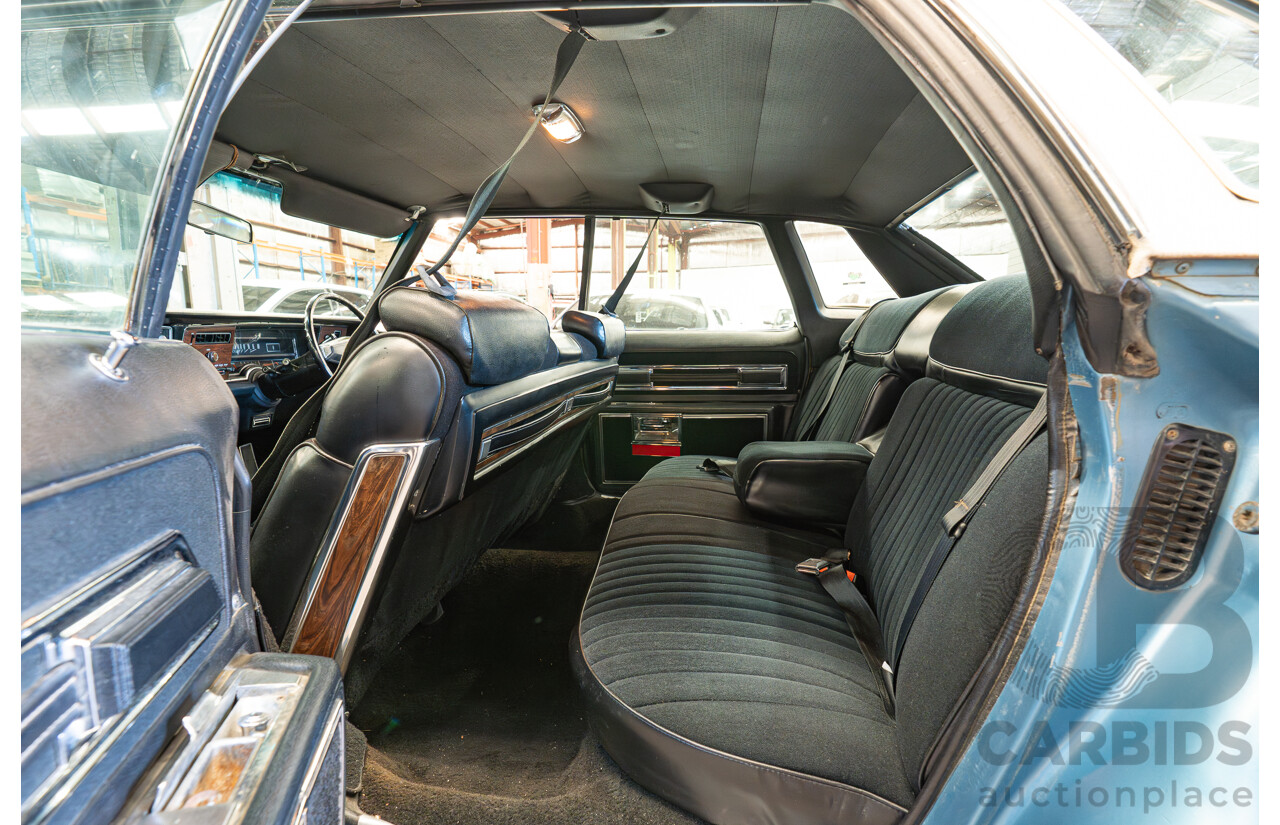 01/1975 Oldsmobile Ninety-Eight 98 Luxury 4d Sedan Specter Blue / White Vinyl V8 455ci V8 7.5L