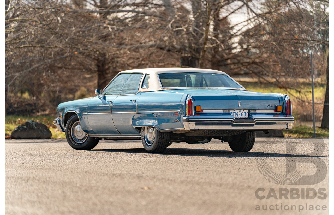 01/1975 Oldsmobile Ninety-Eight 98 Luxury 4d Sedan Specter Blue / White Vinyl V8 455ci V8 7.5L