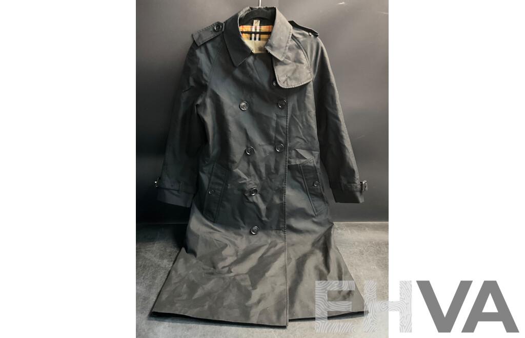 Women's Black Coat Branded Burberry