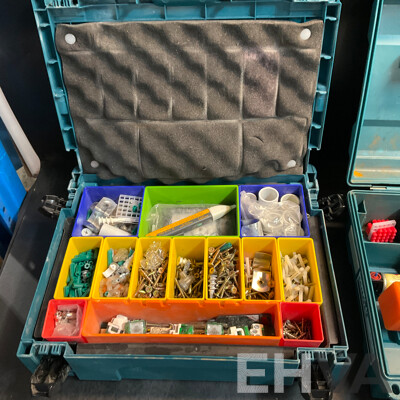 2x Makita Tool Box Contents DDF482 Driver Drill & Assorted Hardware, Screws and More