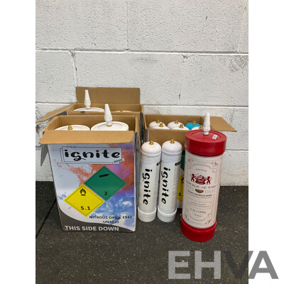 Assorted IGNITE Nitrous Oxide and Other Brand,  3.3L and 1.1L - Lot of 13