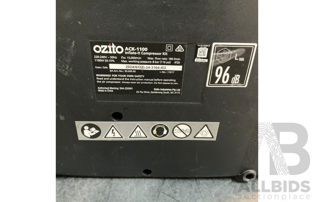 OZITO ACK100 Inflate-It Compressor Kit