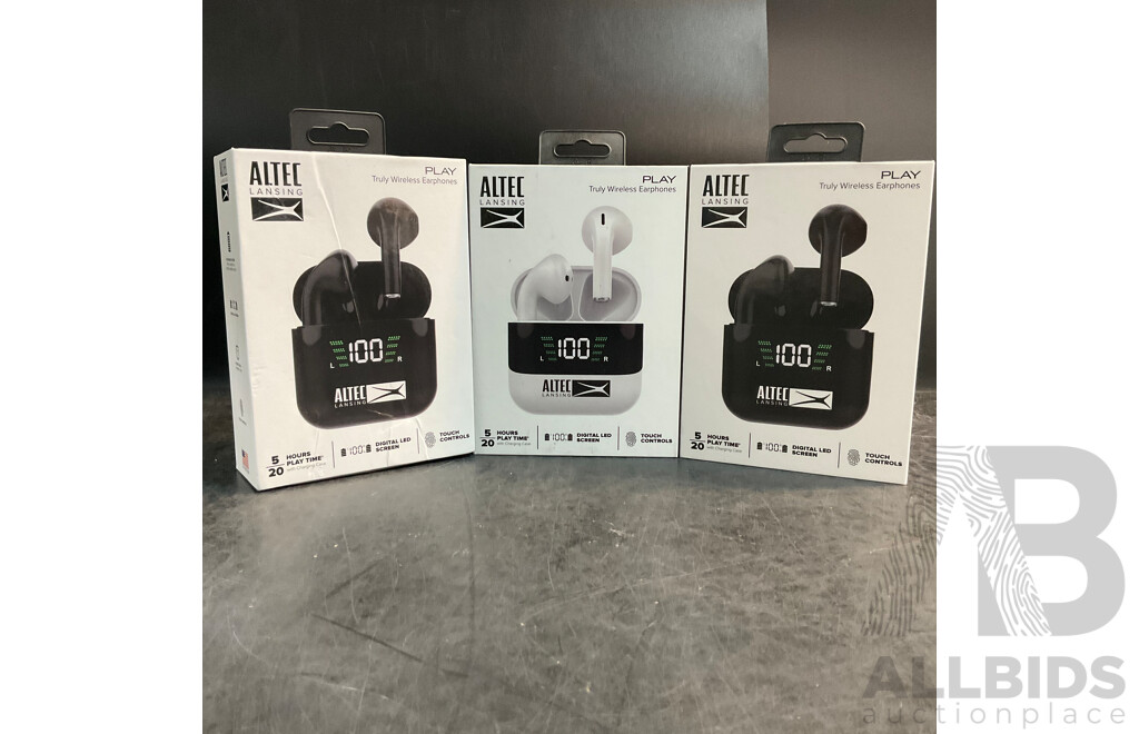 ALTEC Play Truly Wireless Earphones White & Black - Lot of 3