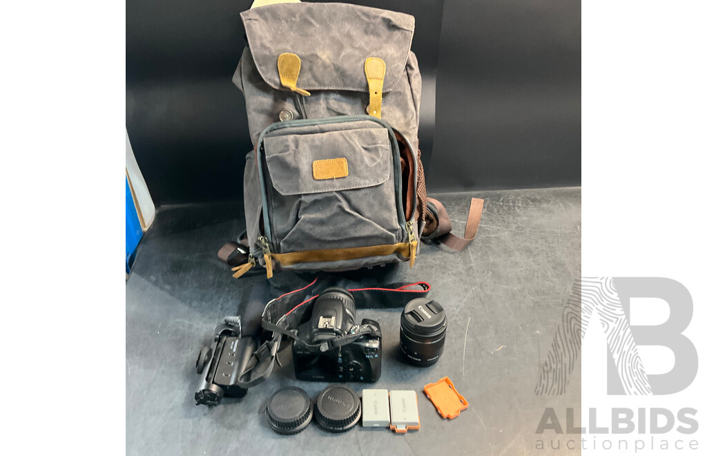 CANON 1000D with 18-55cm & EFS 18-55mm Lens & Takstar SGC-598 Mic in Brown Camera Bag