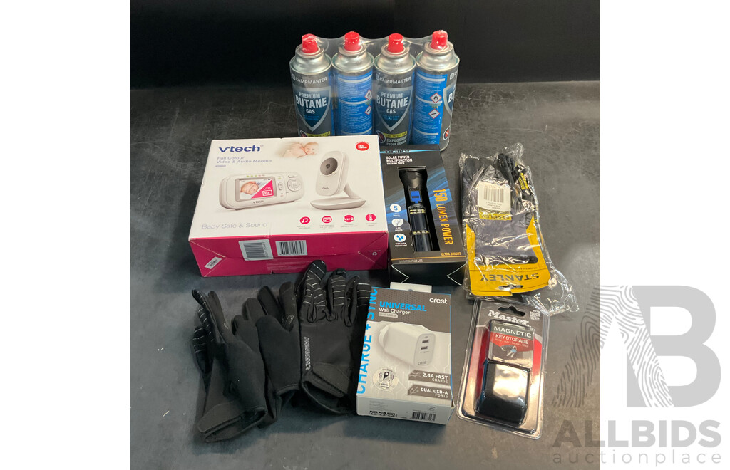 VTECH Full Colour Video & Audio Monitor & Brillar 150 Lumen Power Torch & Assorted Household Items - Lot of 8