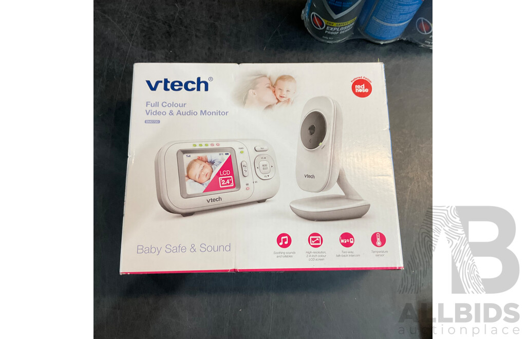 VTECH Full Colour Video & Audio Monitor & Brillar 150 Lumen Power Torch & Assorted Household Items - Lot of 8