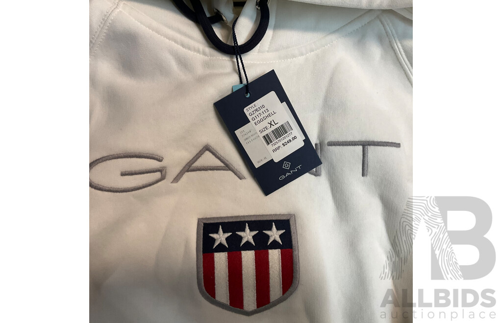 GANT Eggshell Hoodies - Size XL - White - RRP $ 249.00
