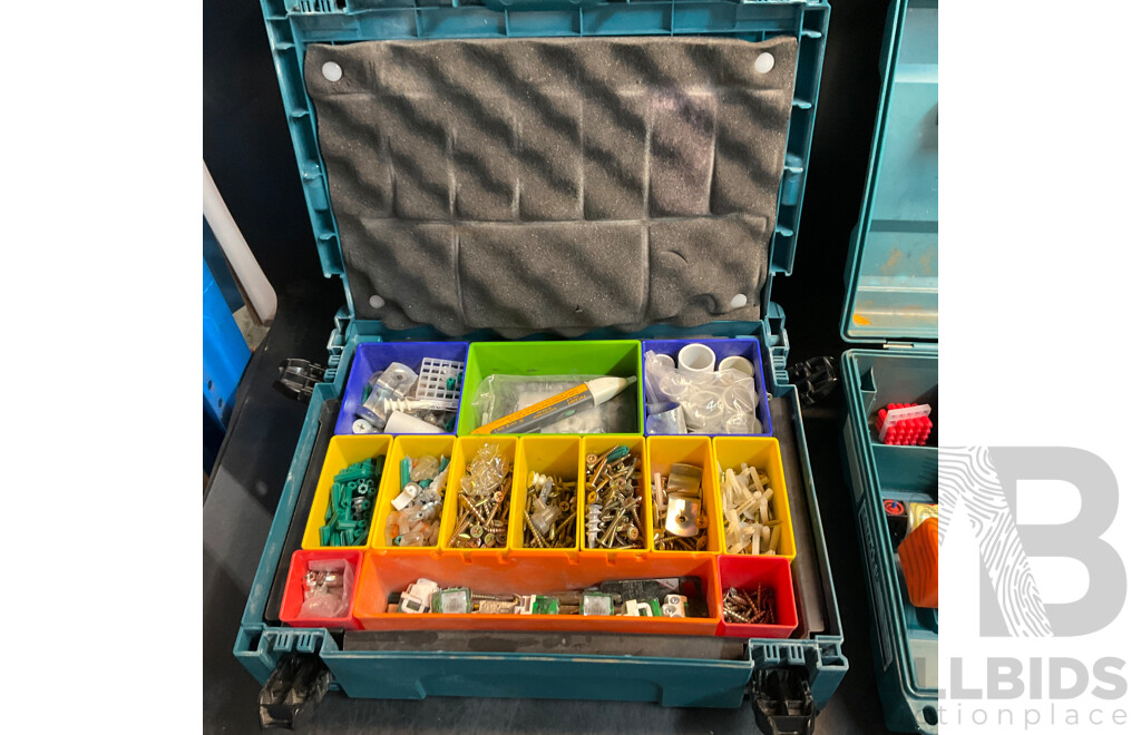 2x Makita Tool Box Contents DDF482 Driver Drill & Assorted Hardware, Screws and More