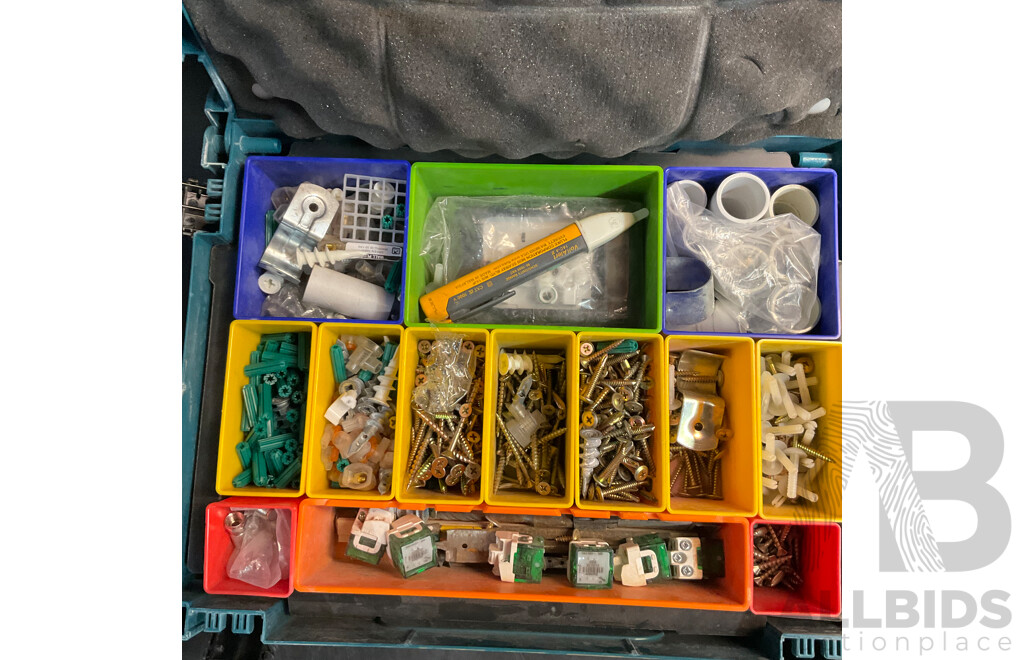 2x Makita Tool Box Contents DDF482 Driver Drill & Assorted Hardware, Screws and More