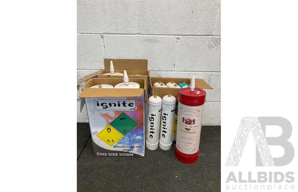 Assorted IGNITE Nitrous Oxide and Other Brand,  3.3L and 1.1L - Lot of 13