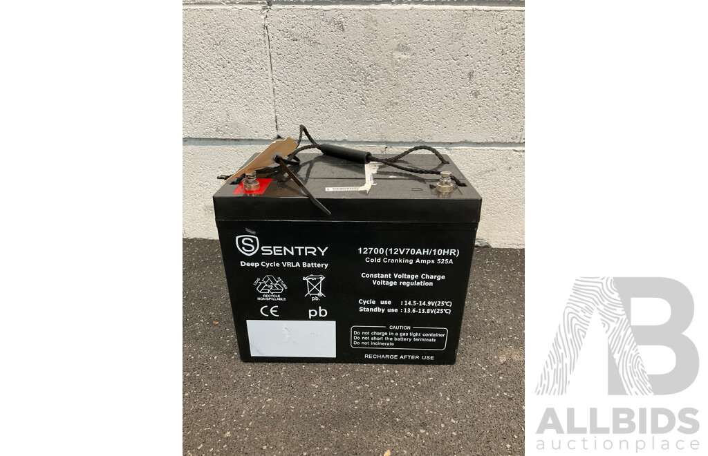SENTRY 12700 (12V70AH/10HR) Deep Cycle VRLA Battery - ORP $382