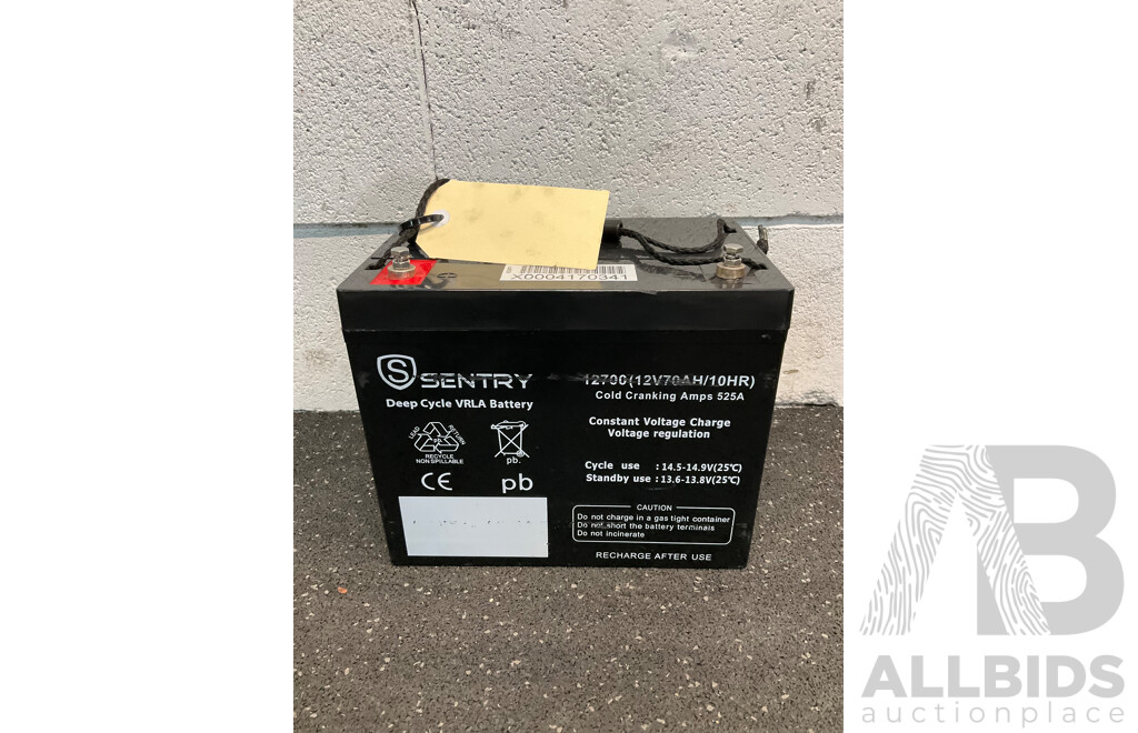 SENTRY 12700 (12V70AH/10HR) Deep Cycle VRLA Battery - ORP $382