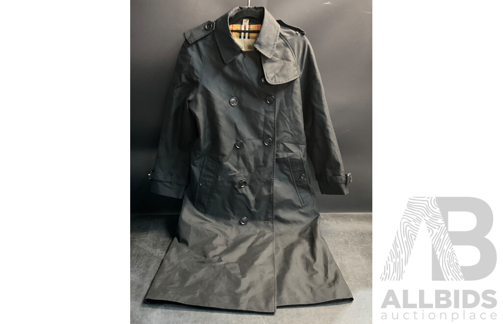 Women's Black Coat Branded Burberry