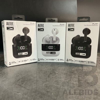 ALTEC Play Truly Wireless Earphones White & Black - Lot of 3