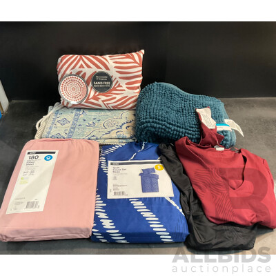 Assorted Mat,Towel, Bed Sheets and Clothing