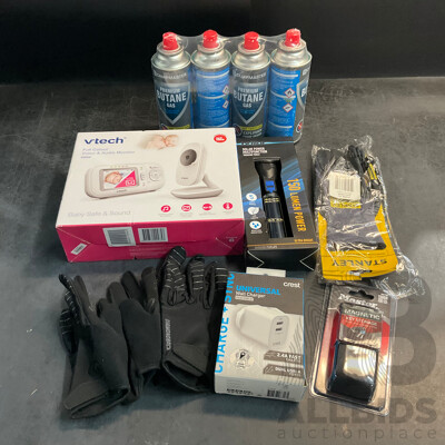 VTECH Full Colour Video & Audio Monitor & Brillar 150 Lumen Power Torch & Assorted Household Items - Lot of 8