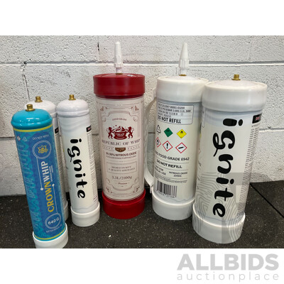 Assorted IGNITE Nitrous Oxide and Other Brand,  3.3L and 1.1L - Lot of 13