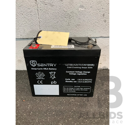 SENTRY 12700 (12V70AH/10HR) Deep Cycle VRLA Battery - ORP $382