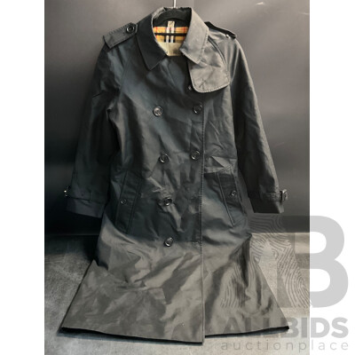 Women's Black Coat Branded Burberry
