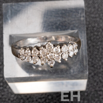 14ct White Gold Diamond Cluster Ring, Est TDW 0.50ct, Size O, 3.28 Grams