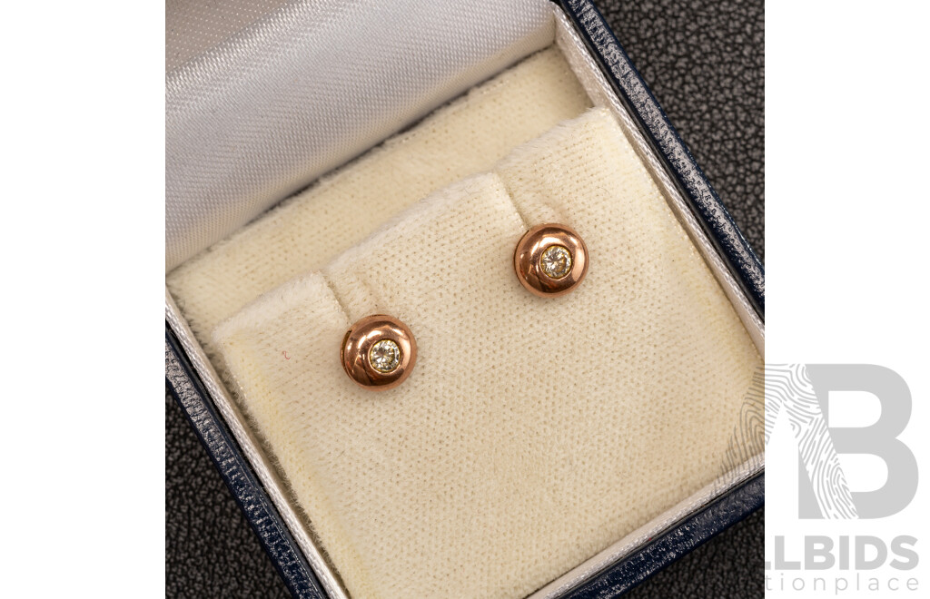 9ct Rose Gold Diamond Stud Earrings, TDW 0.22ct, 6.5mm, 1.60 Grams