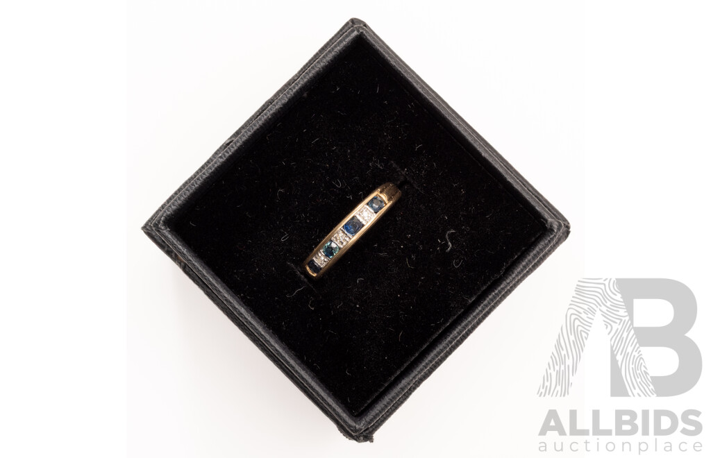 9ct Vintage Sapphire & Diamond Ring, TDW 0.02ct, Size M, 2.23 Grams