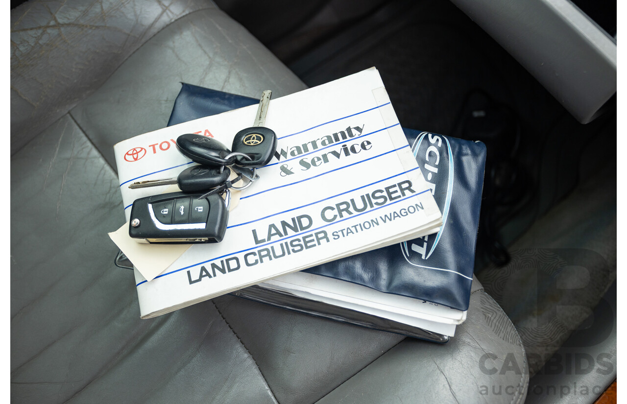 2/2004 Toyota Landcruiser Sahara (4x4) UZJ100R 4d Wagon Warm Silver Metallic V8 4.7L