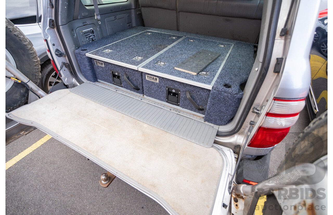 2/2004 Toyota Landcruiser Sahara (4x4) UZJ100R 4d Wagon Warm Silver Metallic V8 4.7L