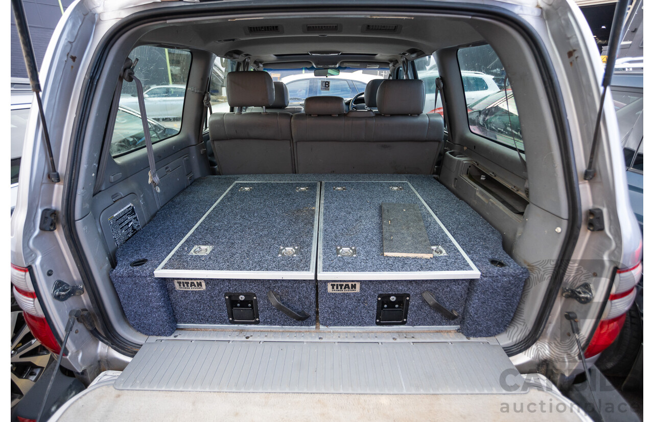 2/2004 Toyota Landcruiser Sahara (4x4) UZJ100R 4d Wagon Warm Silver Metallic V8 4.7L
